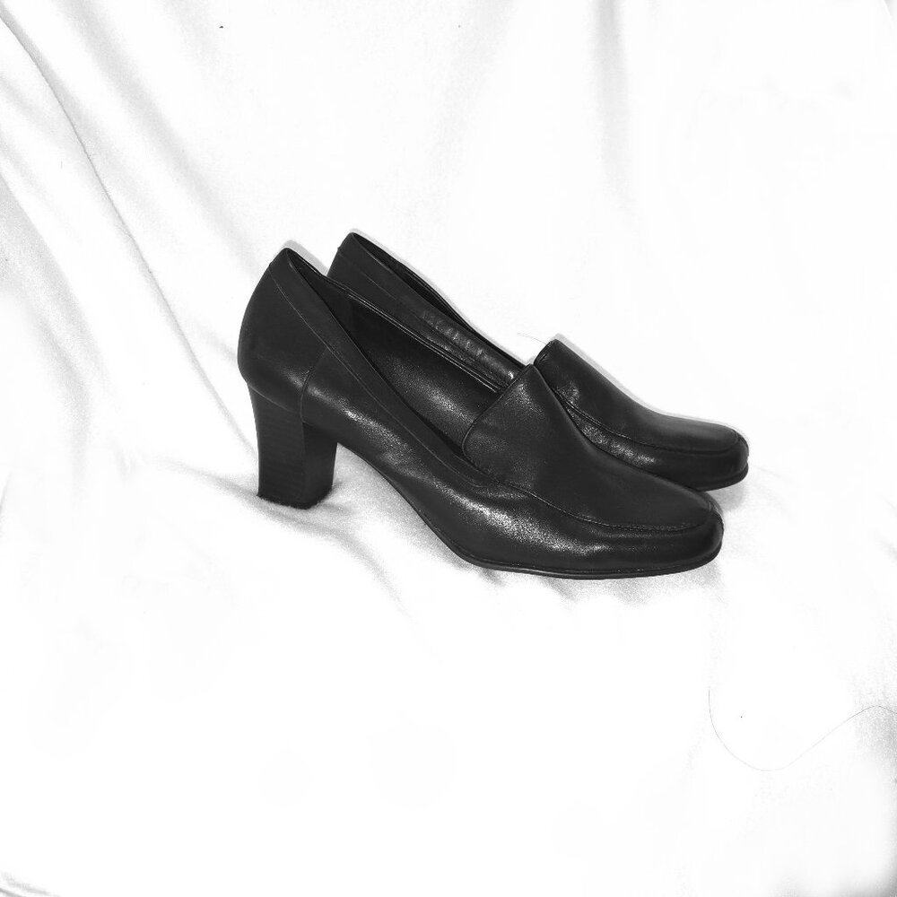 Croft & Barrow Black Chunky Stacked Heeled Loafers 7.5